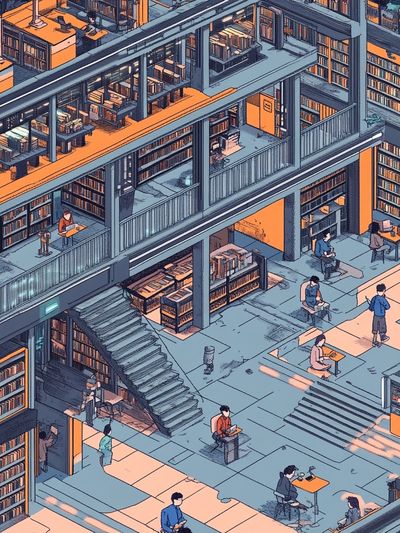 Futuristic Library Interior Print.