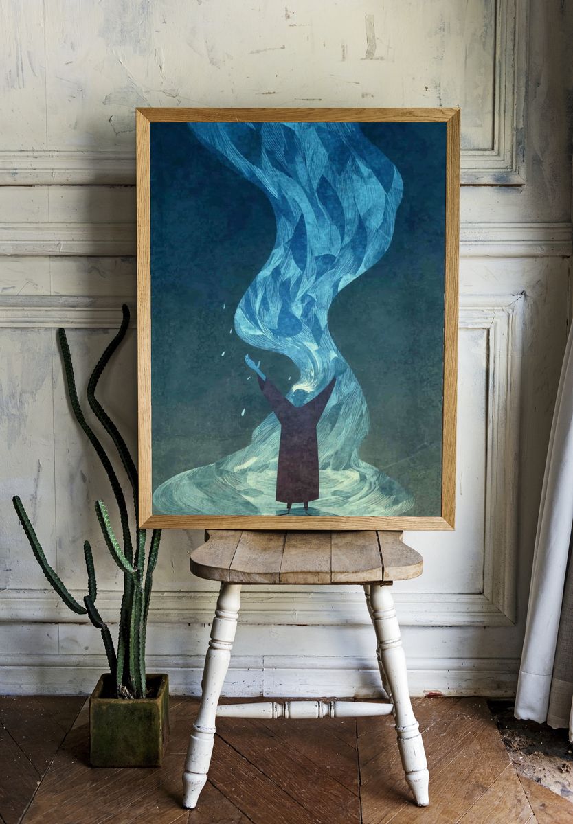 Mystic Figure and Flowing Light Print. — room view 1