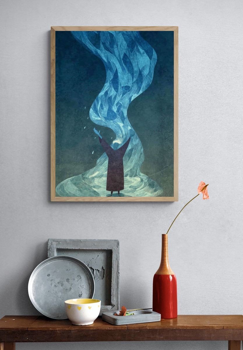 Mystic Figure and Flowing Light Print. — room view 3