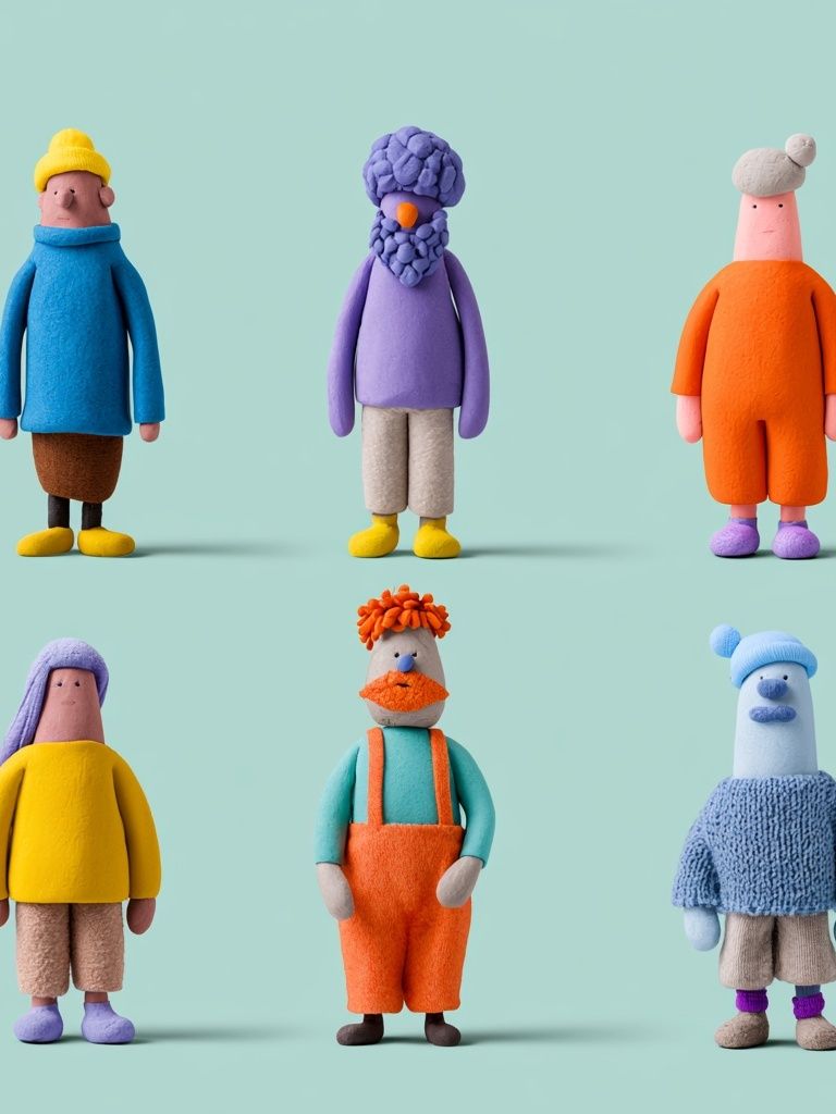 Playful Clay Characters Illustration Poster. poster detail