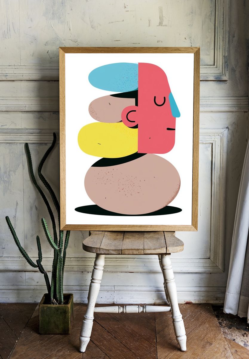Abstract Face Stack Poster. — room view 1