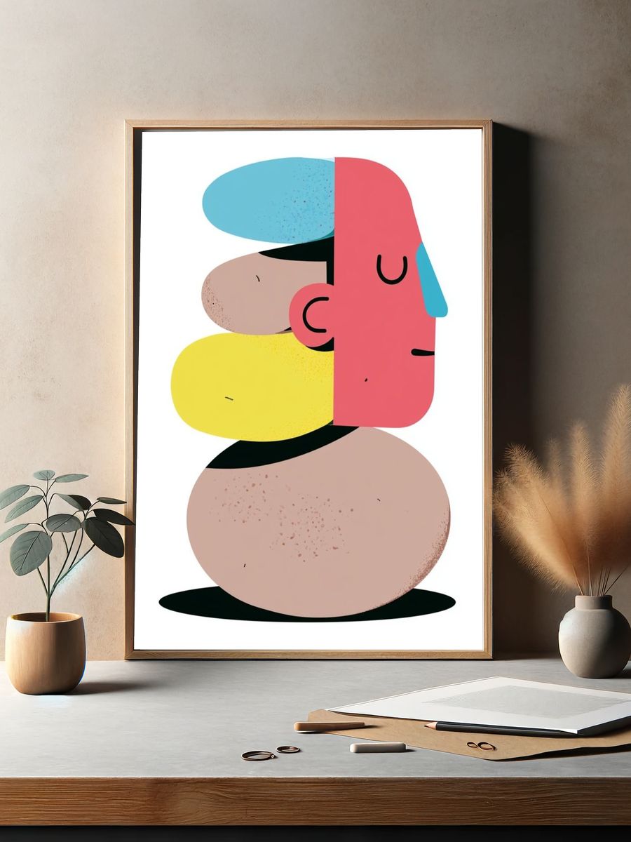 Abstract Face Stack Poster. — room view 2