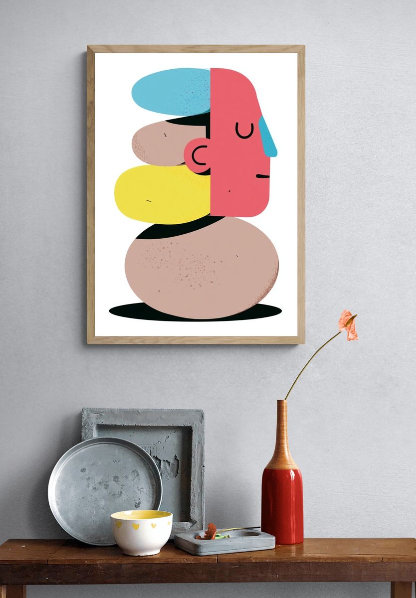 Abstract Face Stack Poster. — room view 3