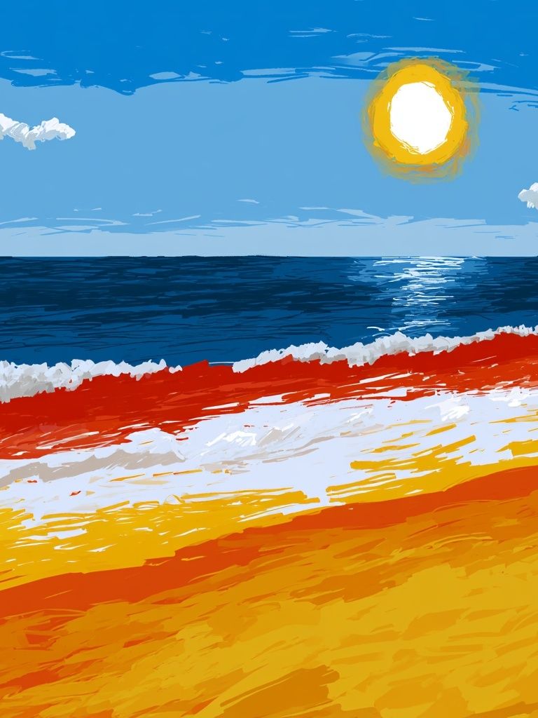 Sunlit Seascape Illustration Poster. poster detail