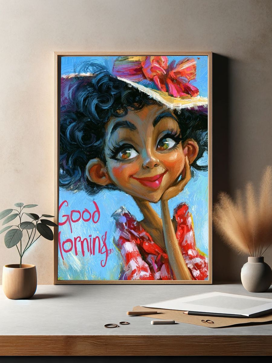 Good Morning Girl Illustration Poster. — room view 2