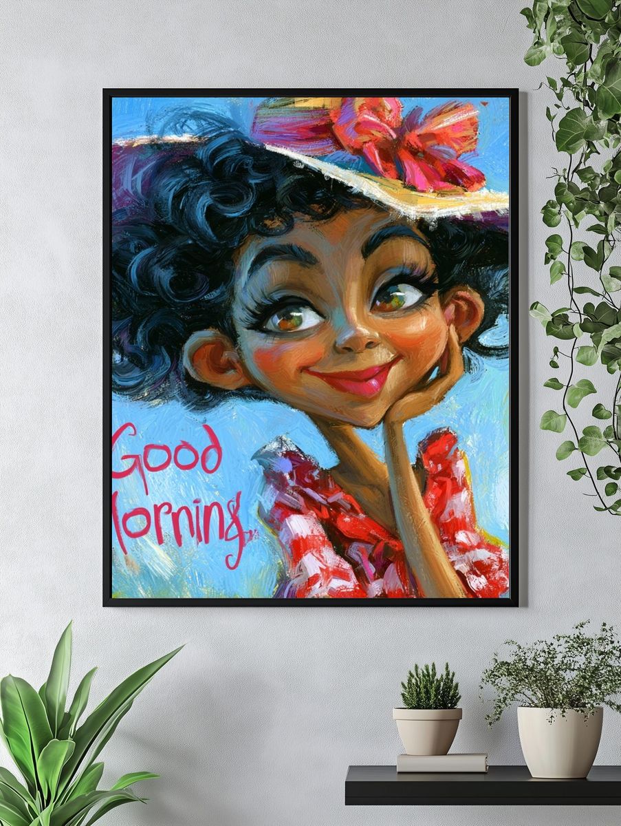 Good Morning Girl Illustration Poster. — room view 4