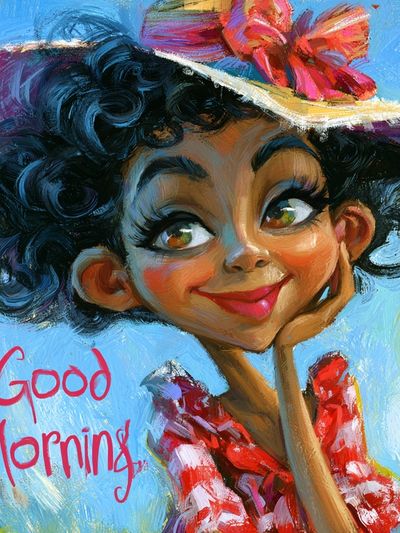 Good Morning Girl Illustration Poster.