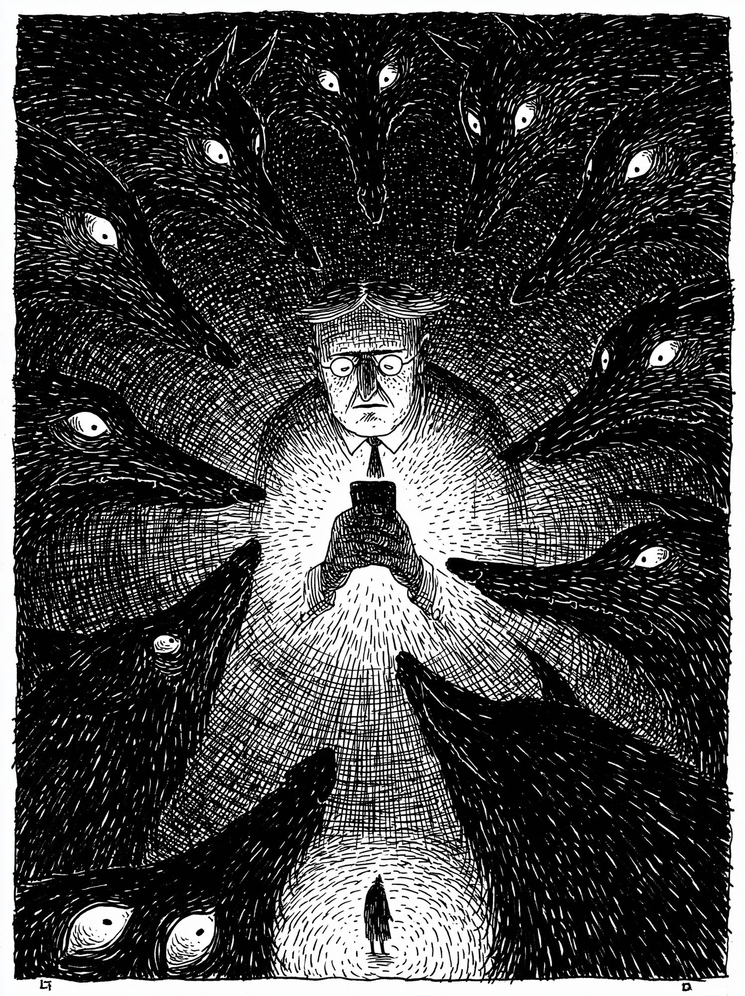Surreal Shadow Figures Print. poster detail