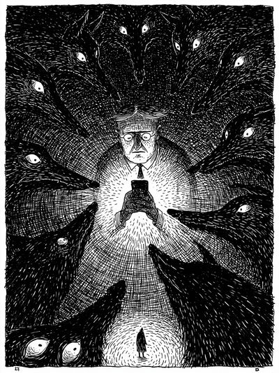 Surreal Shadow Figures Print. poster