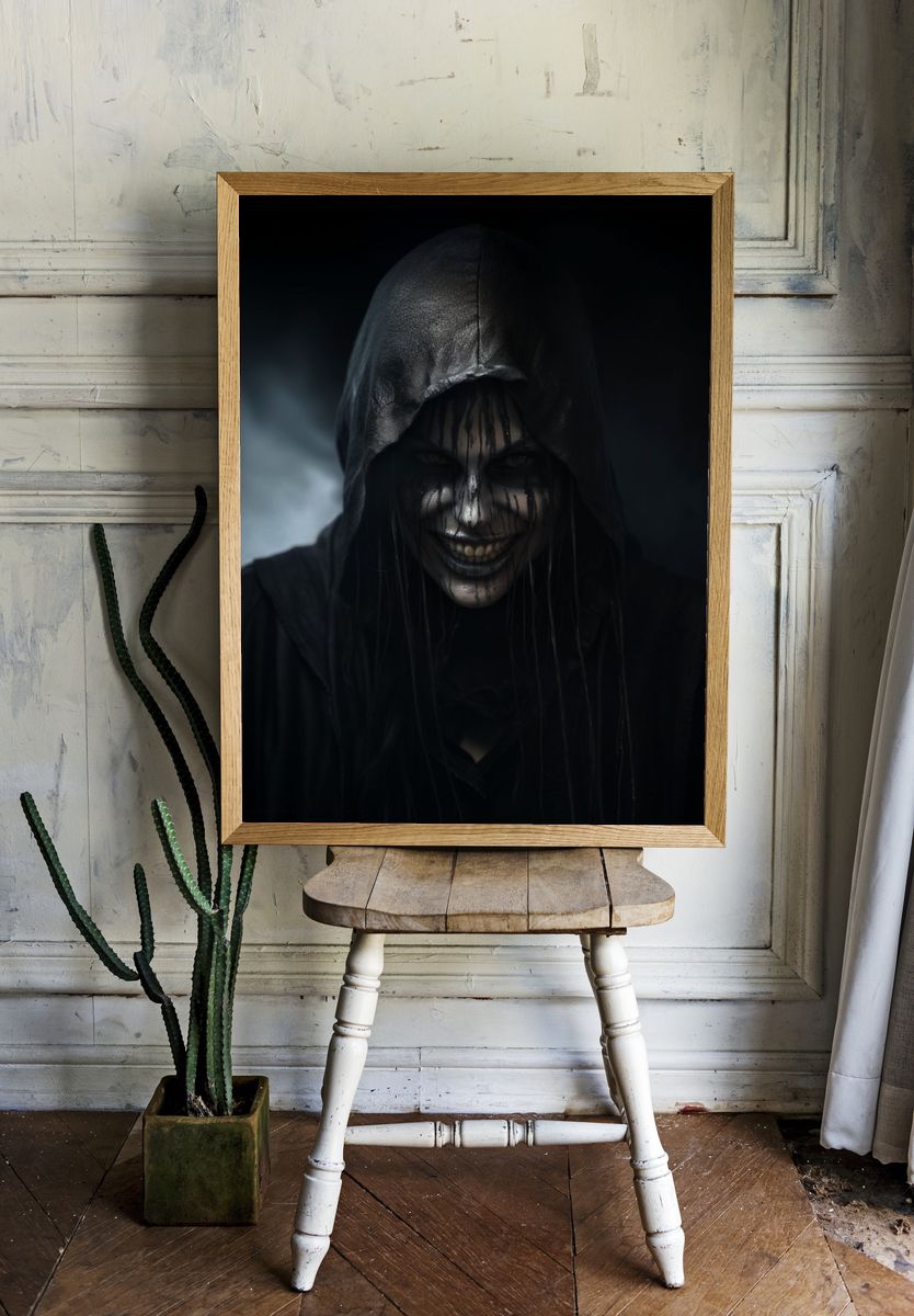 Dark Hooded Figure Horror Poster. room preview