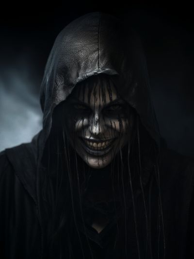 Dark Hooded Figure Horror Poster.