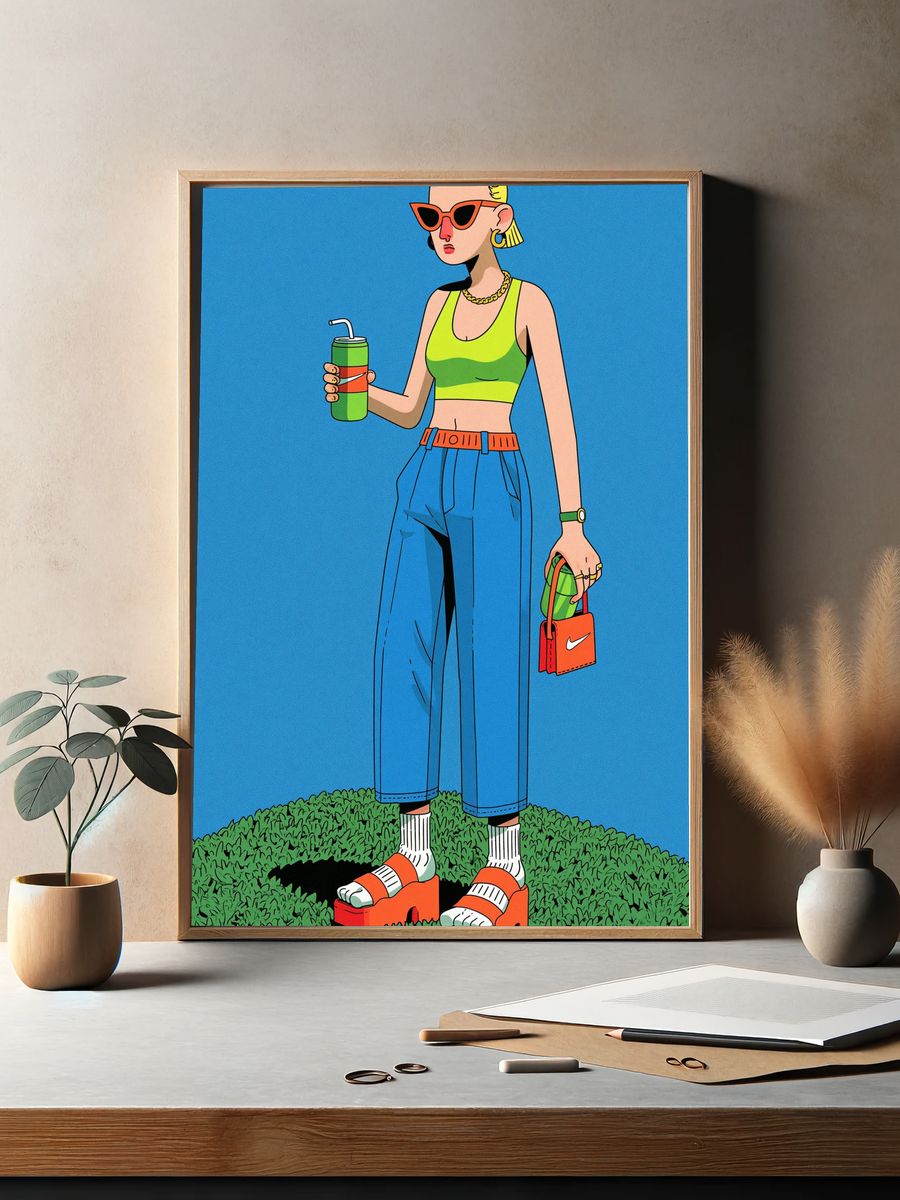 Streetwear Girl Illustration Poster. — room view 2