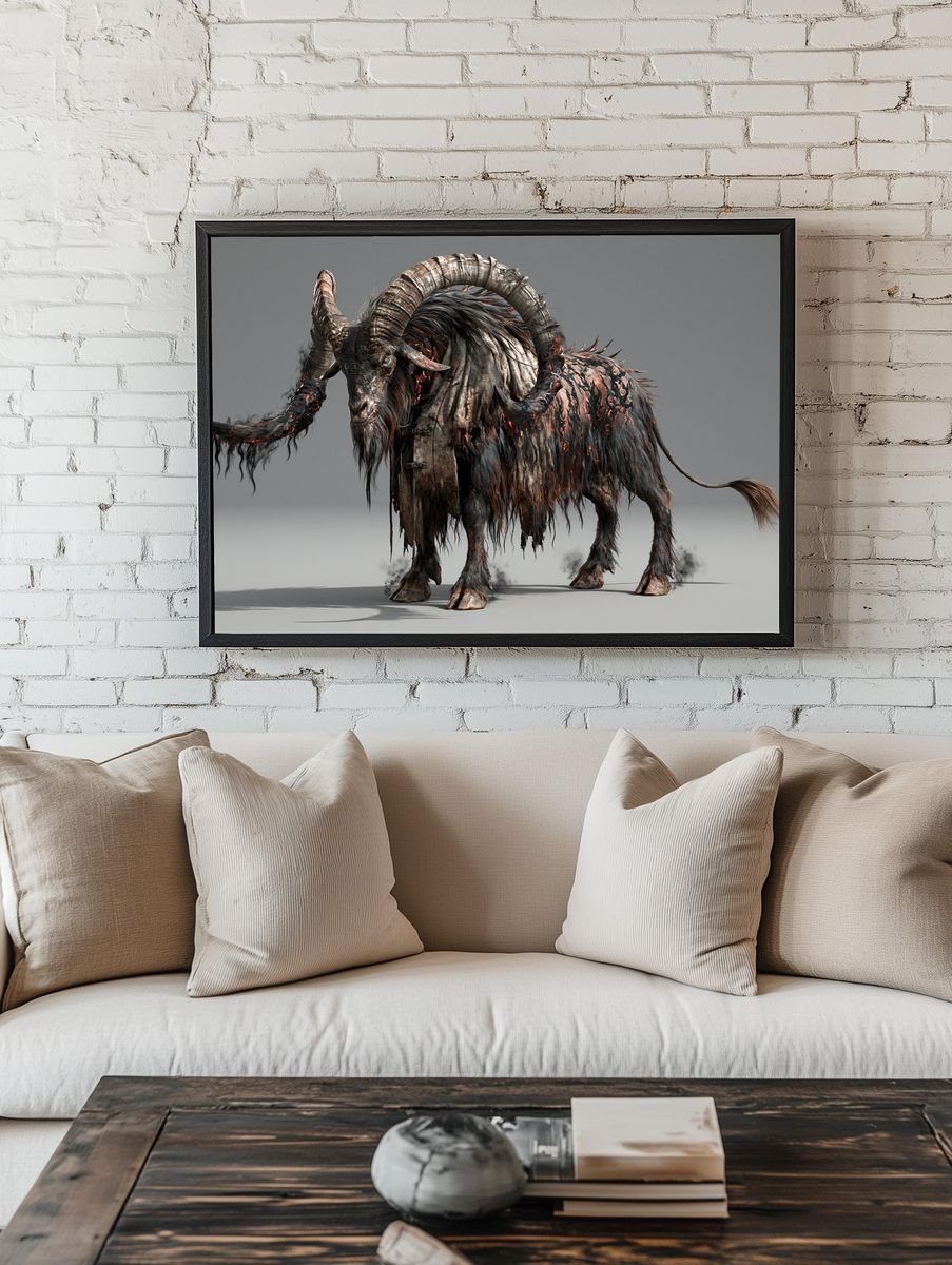 Infernal Ram Digital Art Poster. room preview