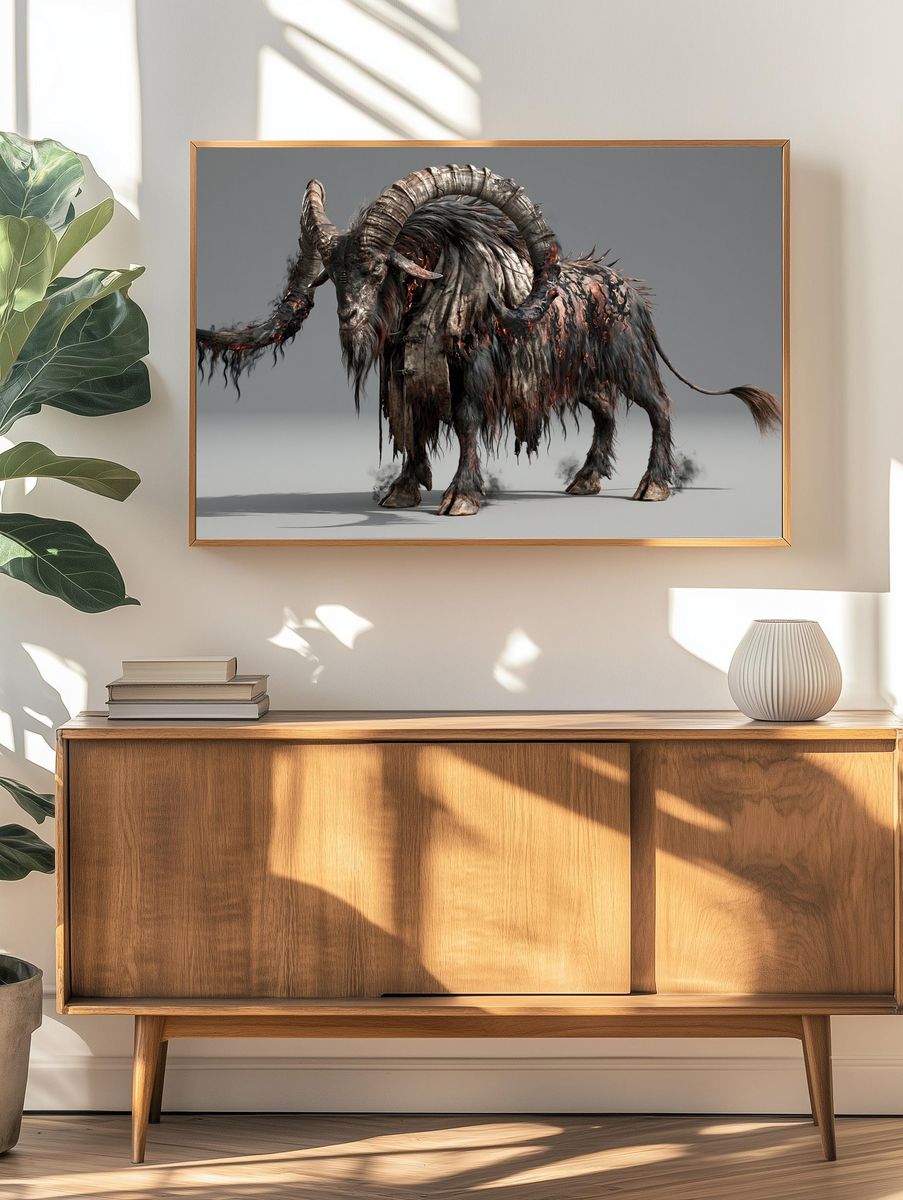 Infernal Ram Digital Art Poster. — room view 3