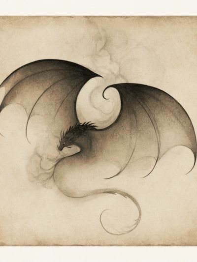 Dragon Ink Illustration Poster.
