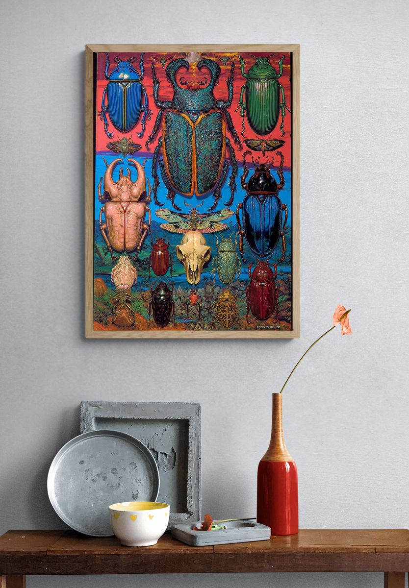 Beetle Collection Illustration Poster. — room view 3