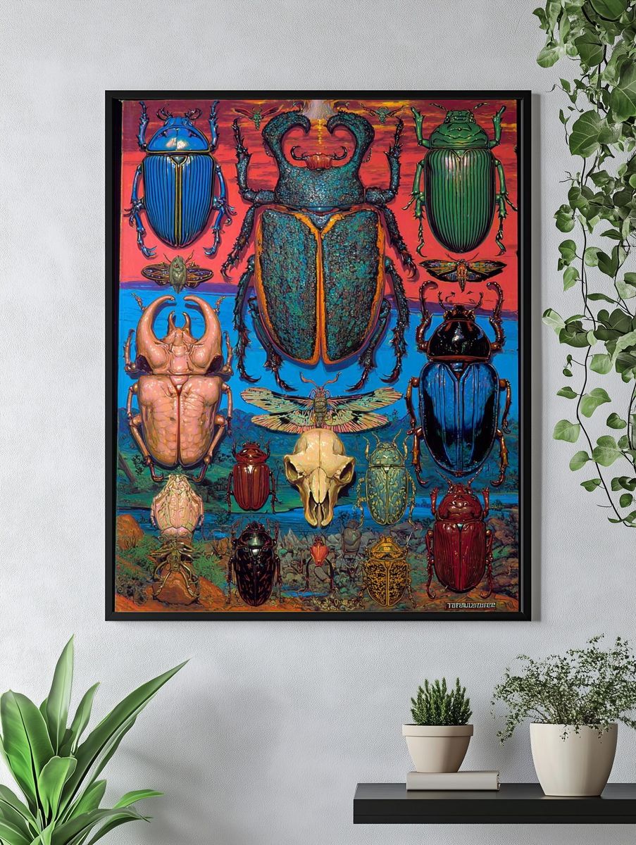 Beetle Collection Illustration Poster. — room view 4