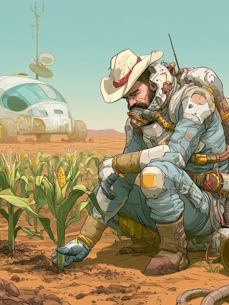 Mars Farmer Digital Art Print. poster detail