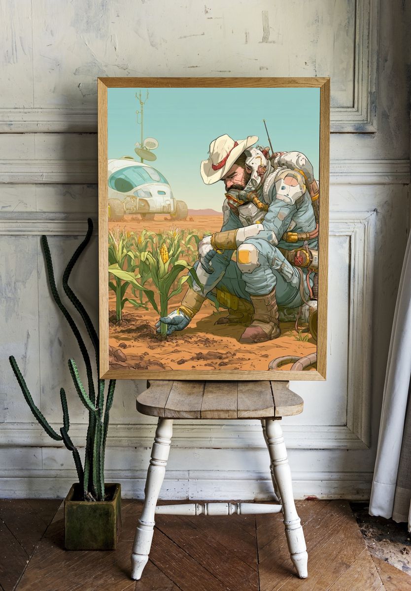 Mars Farmer Digital Art Print. room preview