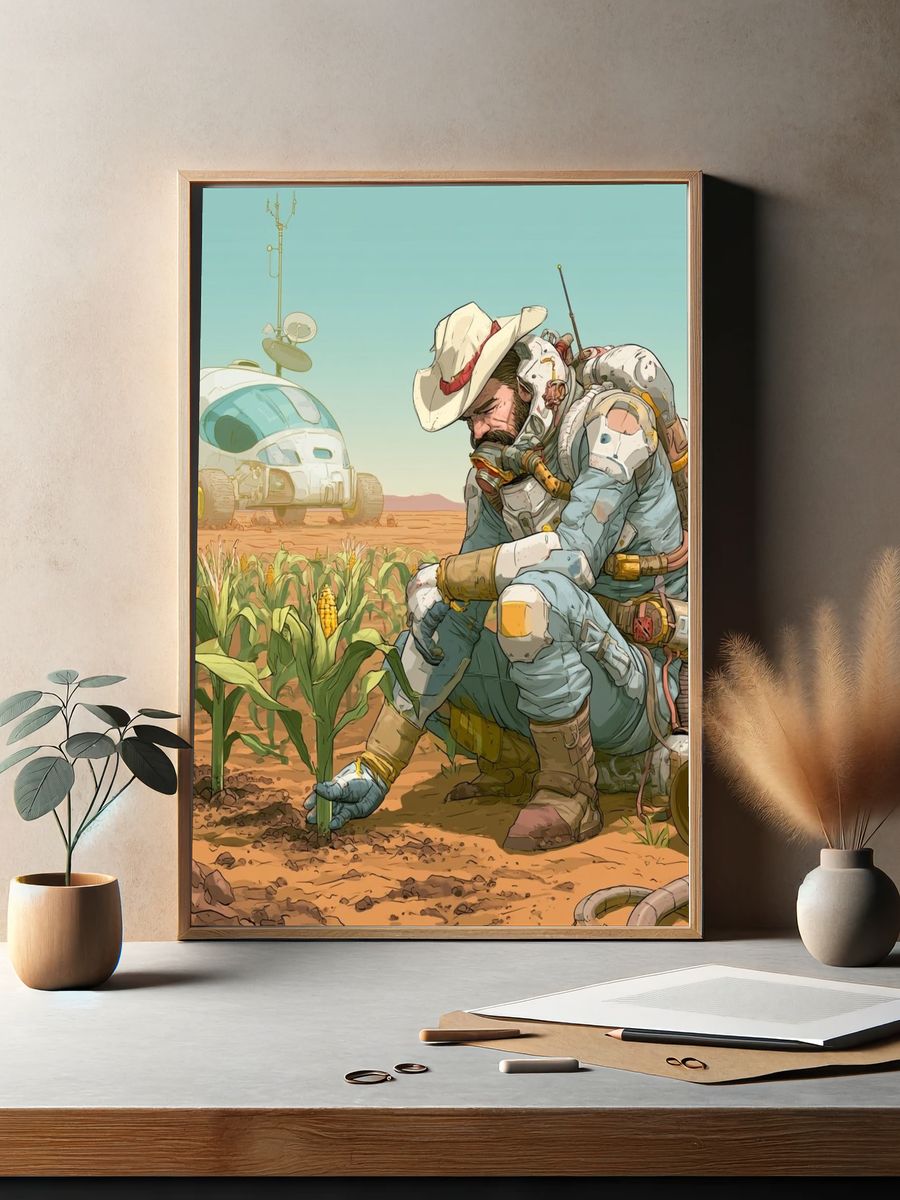 Mars Farmer Digital Art Print. — room view 2