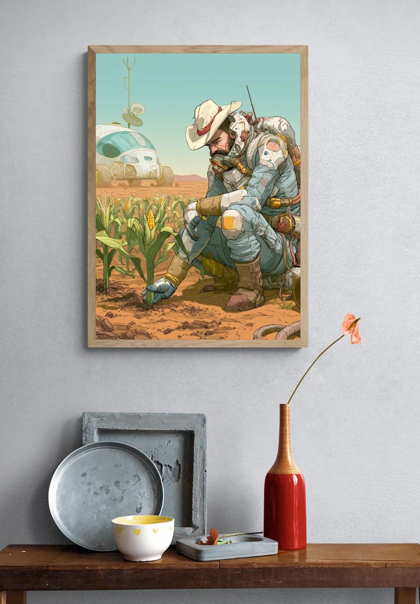 Mars Farmer Digital Art Print. — room view 3