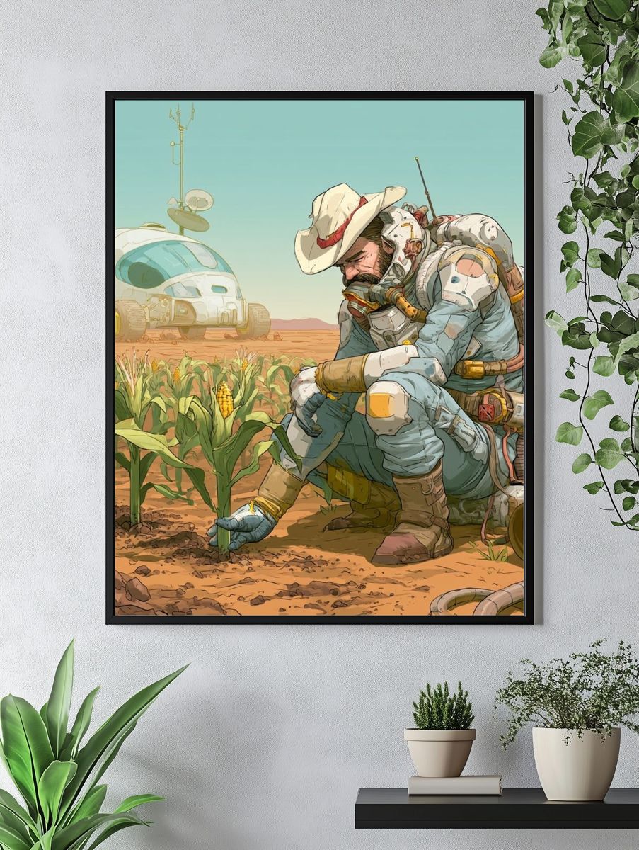 Mars Farmer Digital Art Print. — room view 4