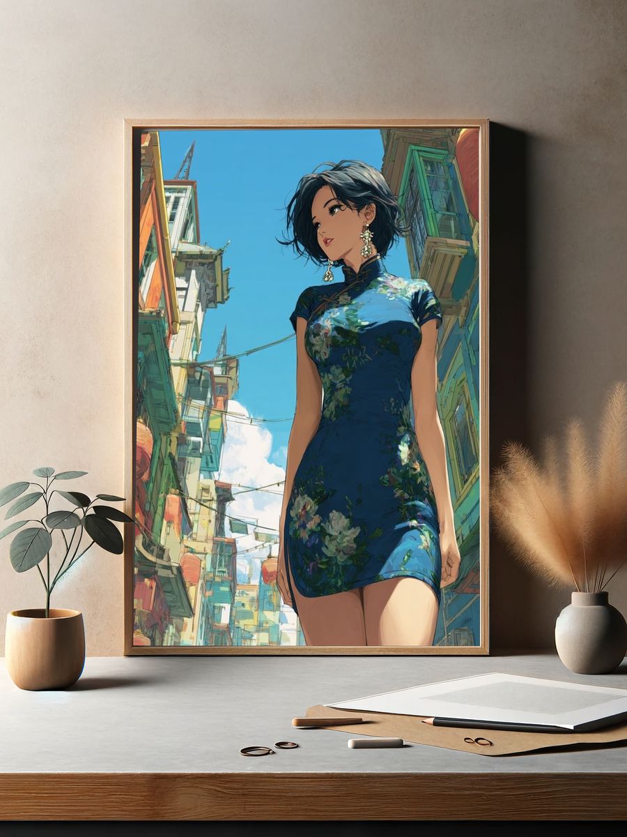 Urban Street Portrait Illustration Poster. — room view 2