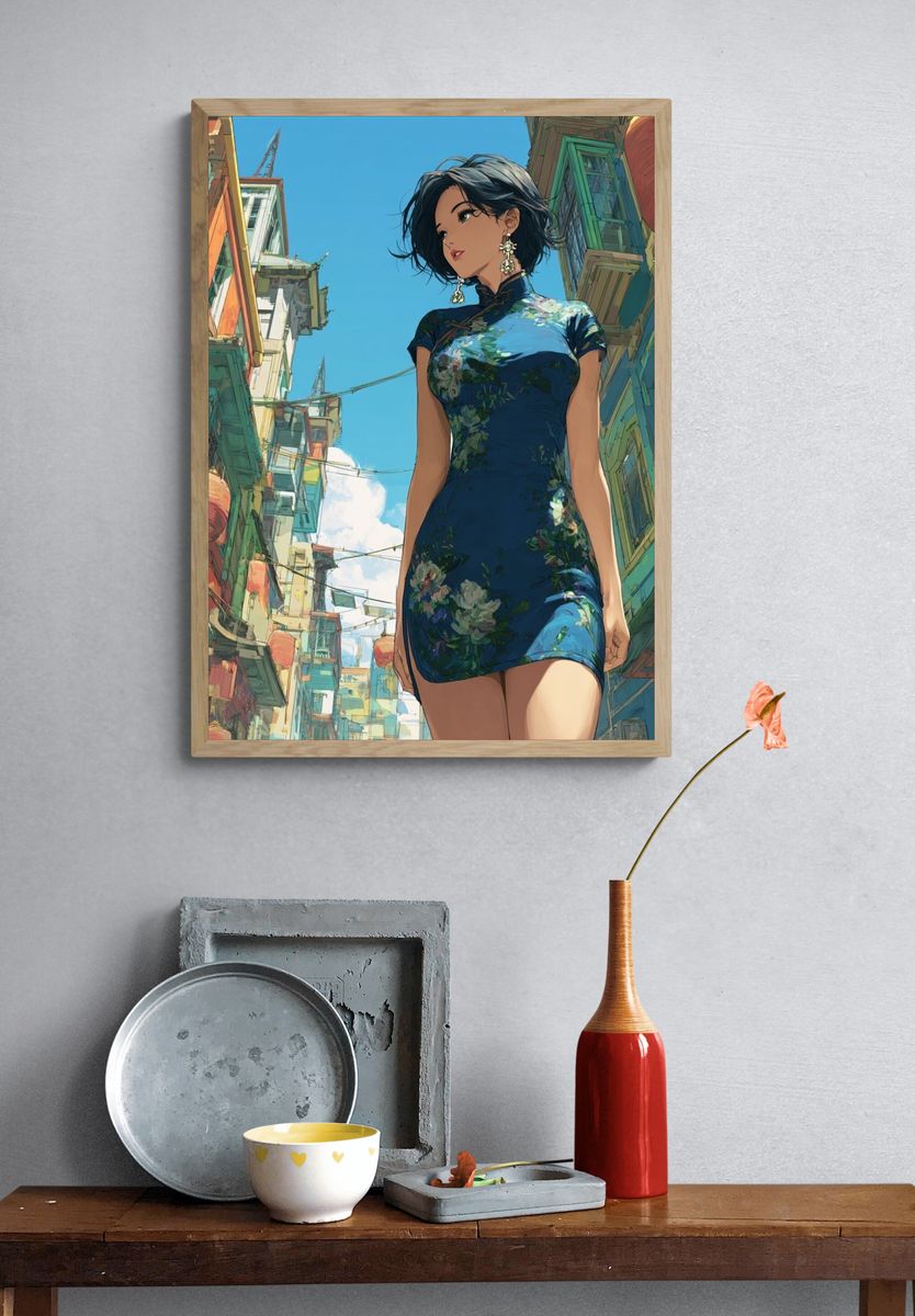 Urban Street Portrait Illustration Poster. — room view 3