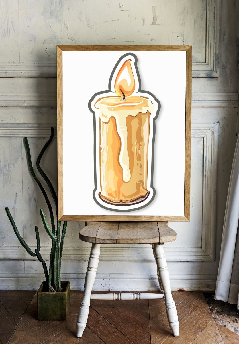 Melting Candle Illustration Poster. — room view 1