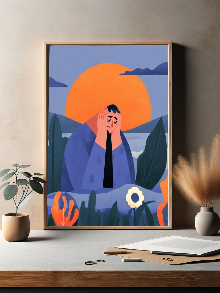 Melancholy Sunset Illustration Poster. — room view 2