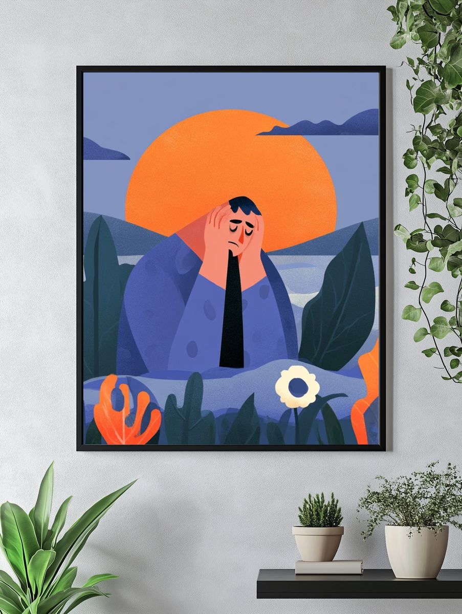 Melancholy Sunset Illustration Poster. — room view 4