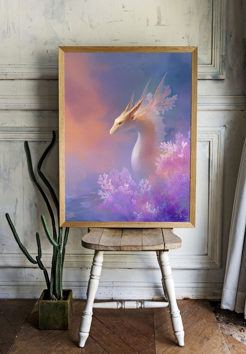 Celestial Dragon Fantasy Print. room preview