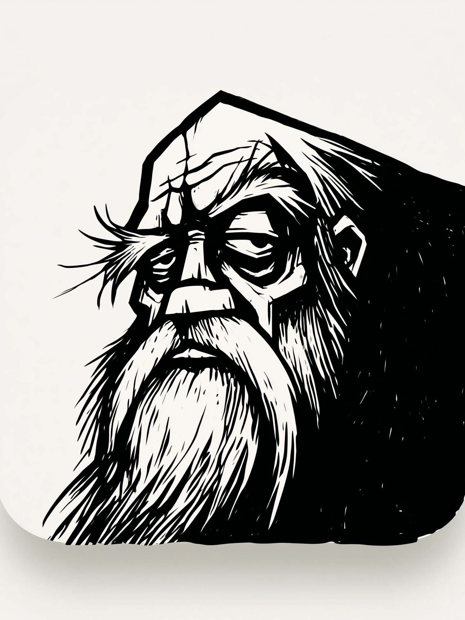 Bearded Elder Line Art Poster. poster detail