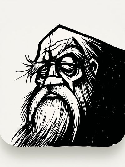 Bearded Elder Line Art Poster. poster