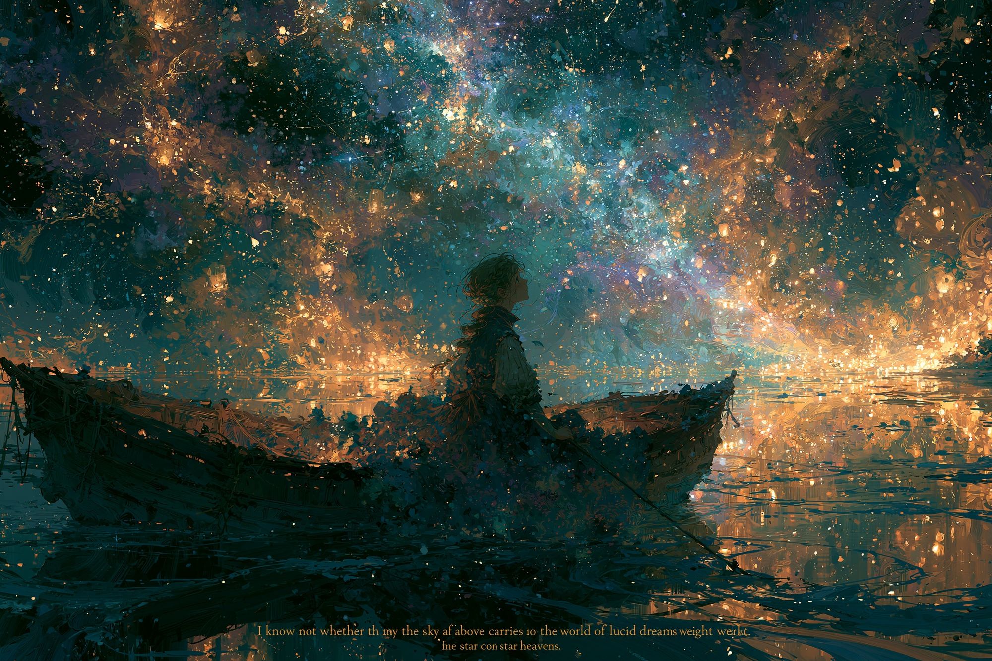 Dreamy Starry Boat Ride Print. poster detail