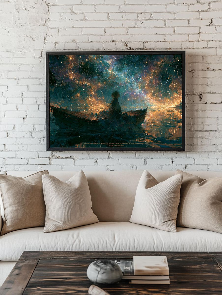 Dreamy Starry Boat Ride Print. room preview