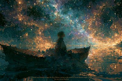 Dreamy Starry Boat Ride Print. poster print