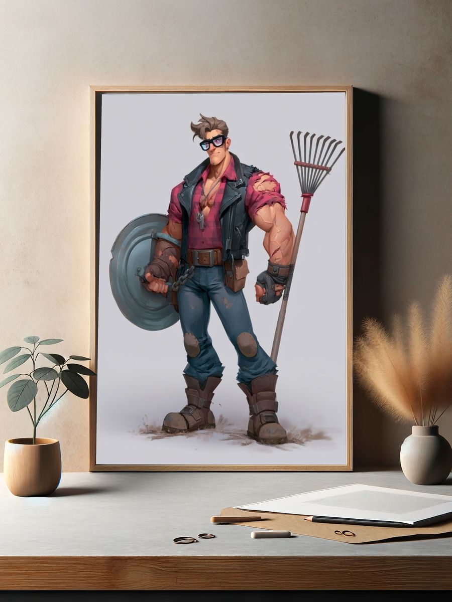 Rugged Brawler Character Illustration Poster. — room view 2