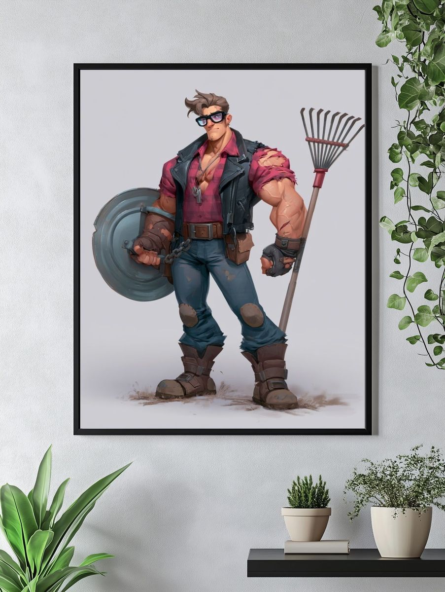 Rugged Brawler Character Illustration Poster. — room view 4