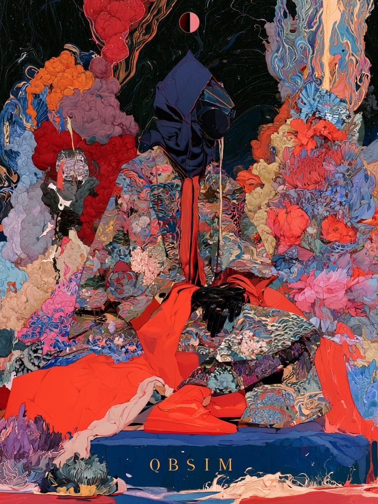 Cosmic Hooded Figure Abstract Print. poster detail