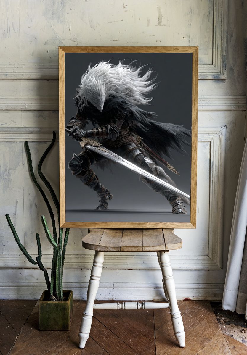 Wolf Warrior Fantasy Art Print. room preview