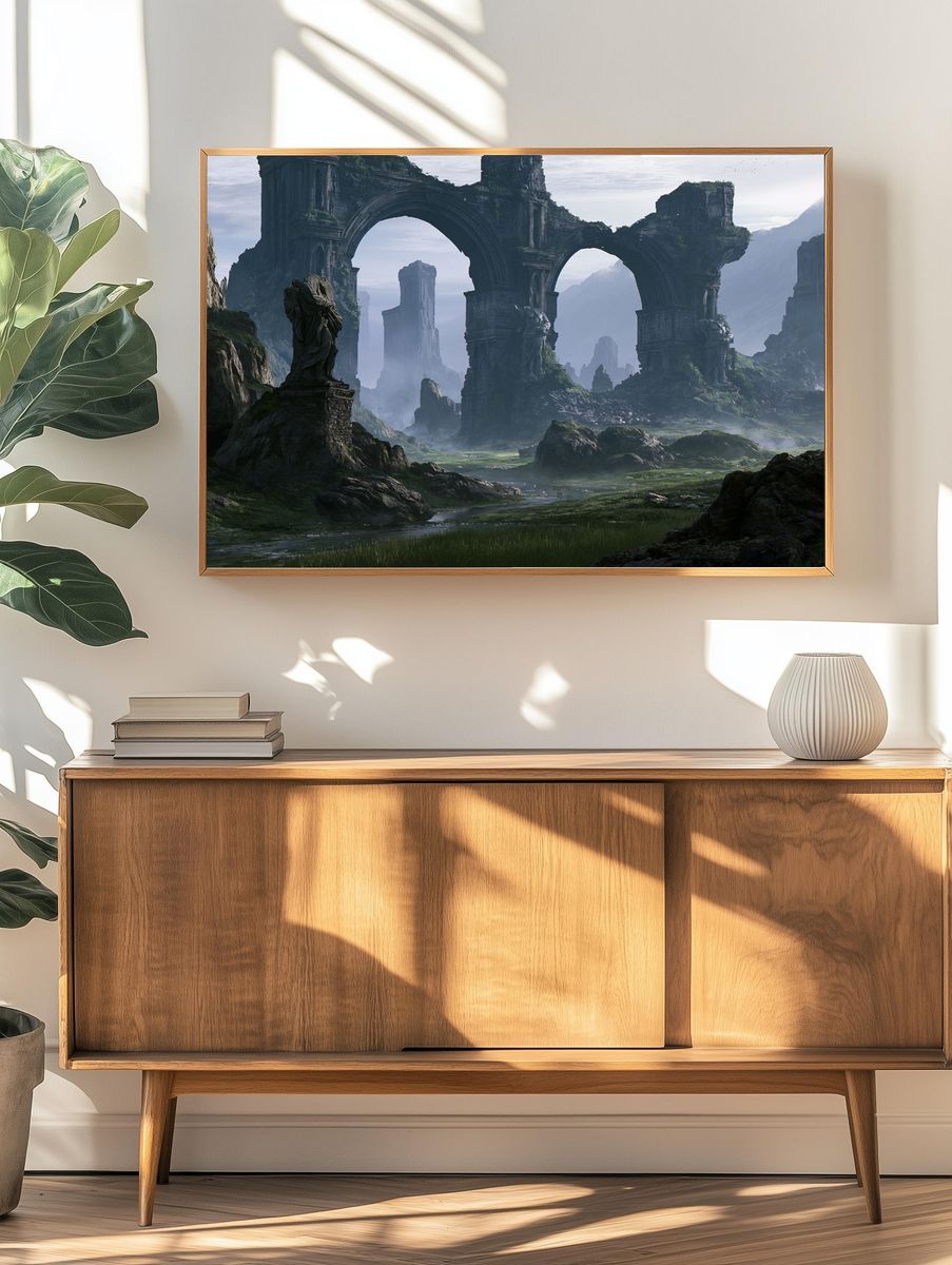 Ancient Ruins Fantasy Landscape Print. — room view 3