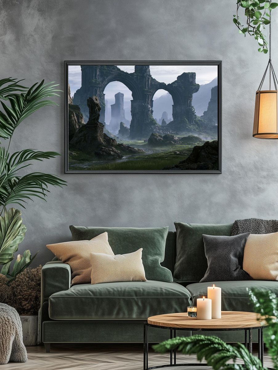 Ancient Ruins Fantasy Landscape Print. — room view 4