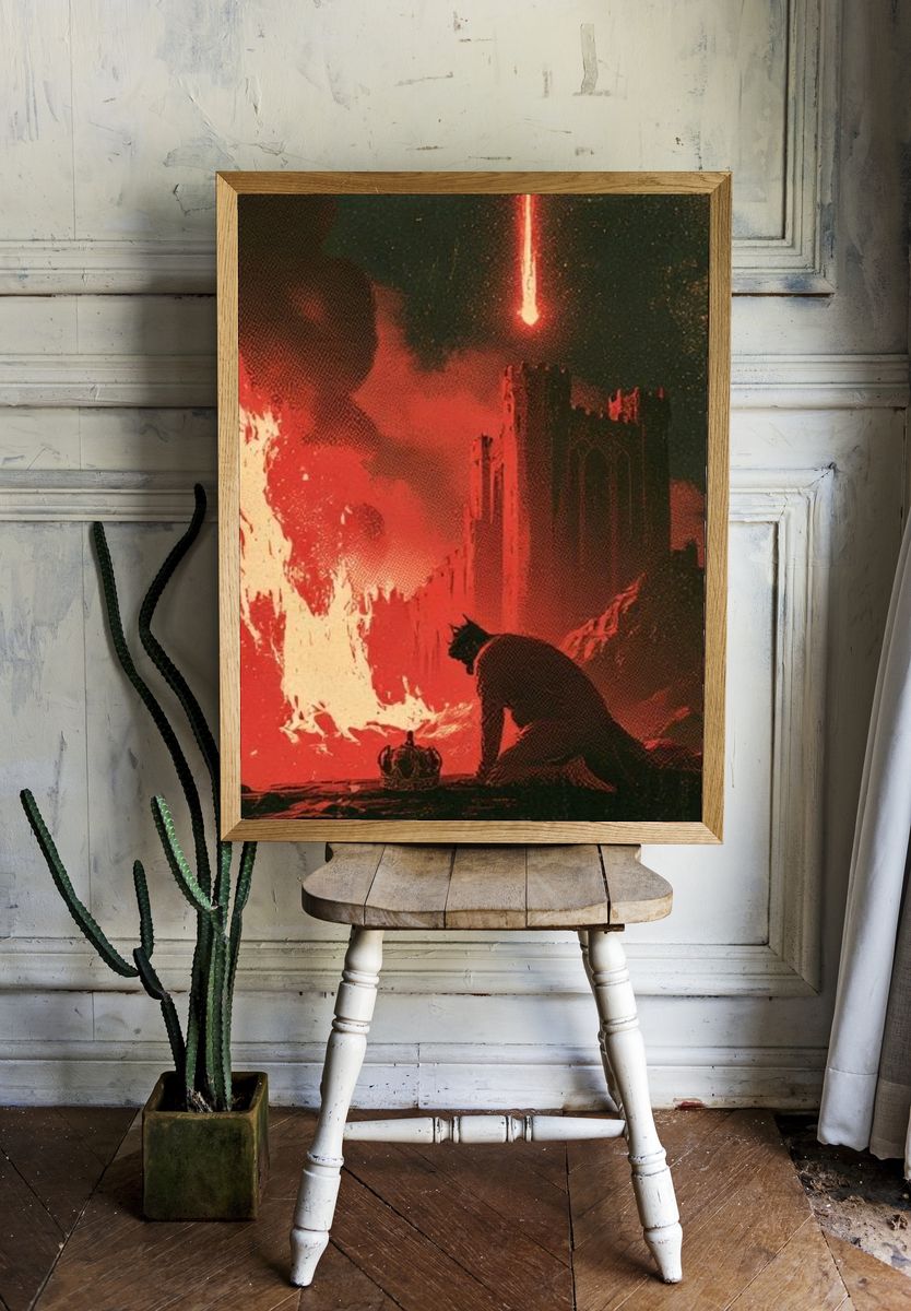 Infernal Castle Scene Illustration Poster. room preview