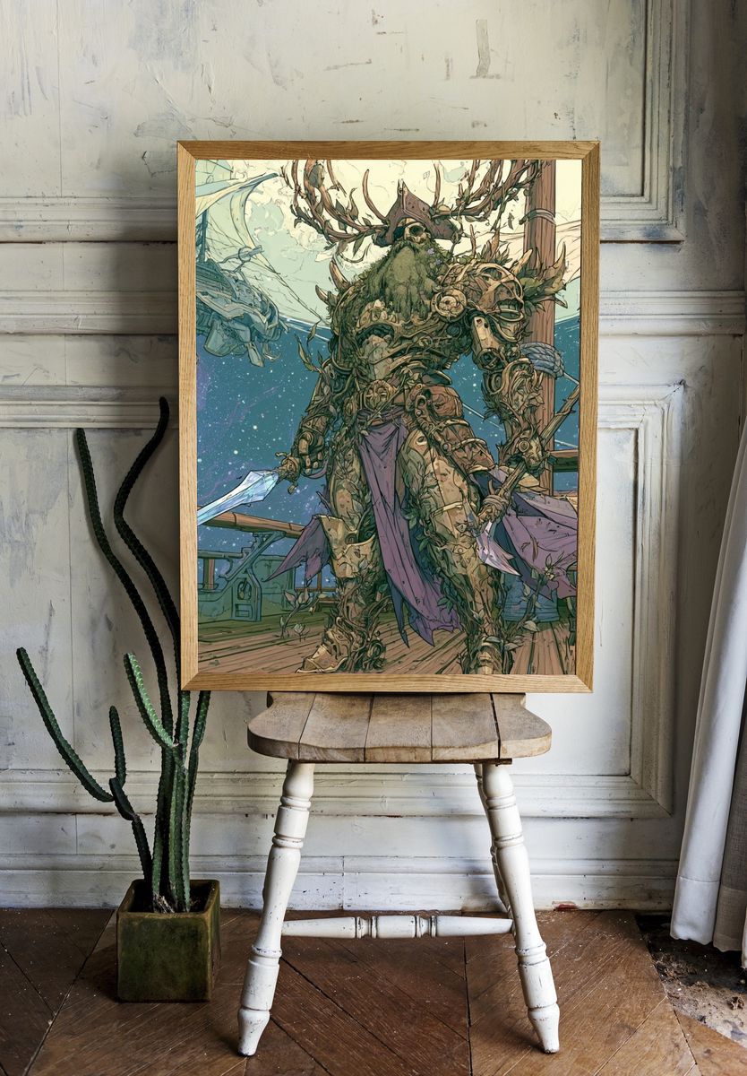 Forest Guardian Fantasy Illustration Poster. — room view 1