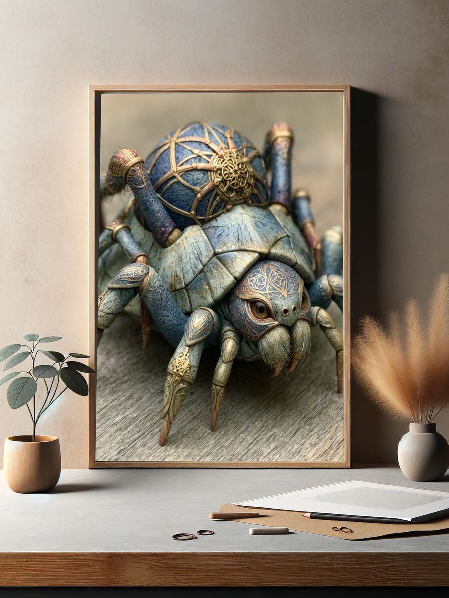 Steampunk Spider Illustration Poster. — room view 2