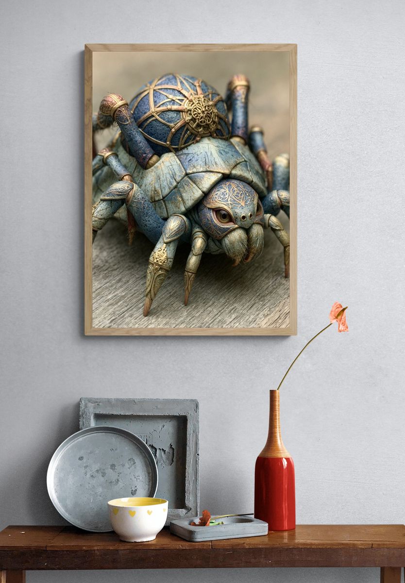 Steampunk Spider Illustration Poster. — room view 3