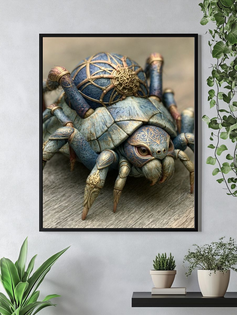 Steampunk Spider Illustration Poster. — room view 4