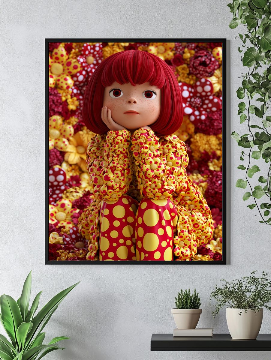Red-Haired Doll Floral Fantasy Print. — room view 4