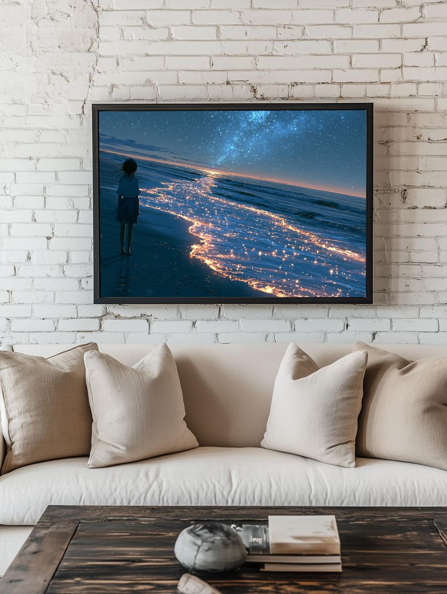 Starry Beach Dreamscape Print. — room view 1